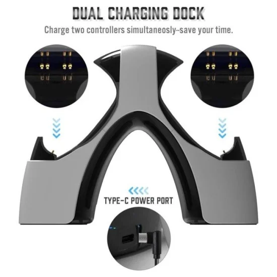 Sades Dual Charger Station For PlayStation 5 Controller - White
